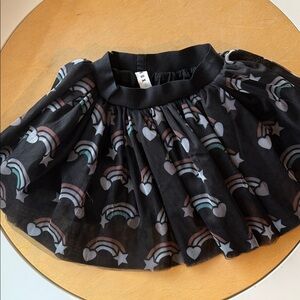 Hux baby Black Tulle Skirt with Rainbow and Heart Print